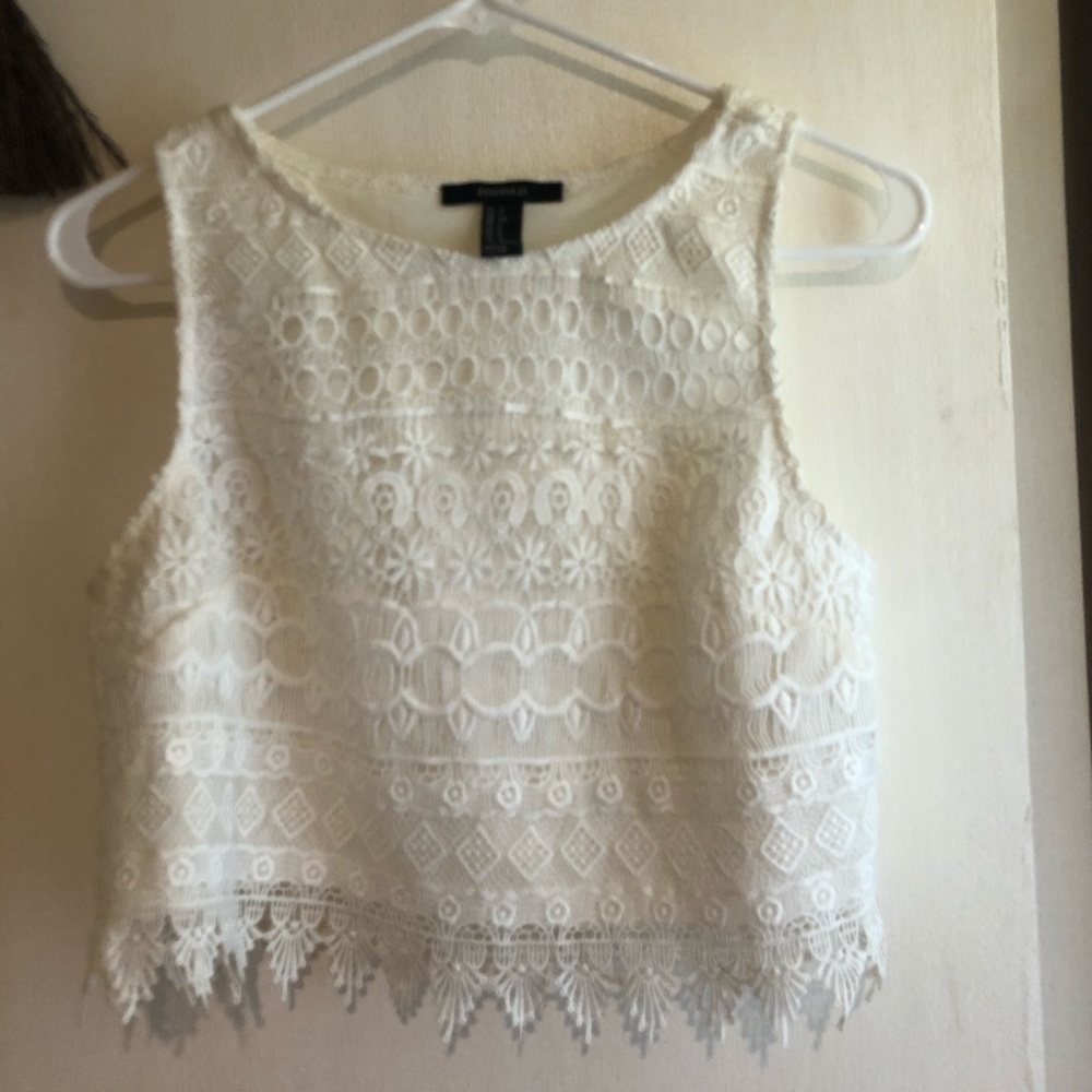 Forever 21 white lace two piece skirt and top set size S